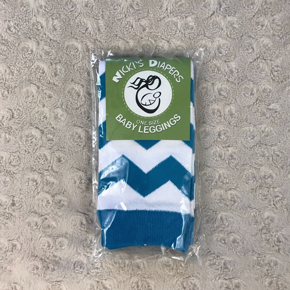 Nicki’s Diapers Baby Leggings Blue White Chevron